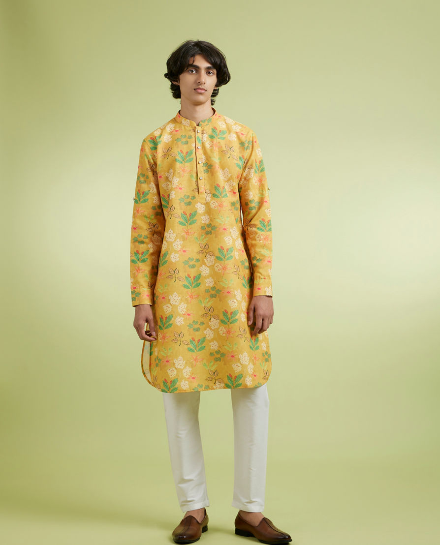 Diwas Men Sun Kissed Yellow Elegance Kurta