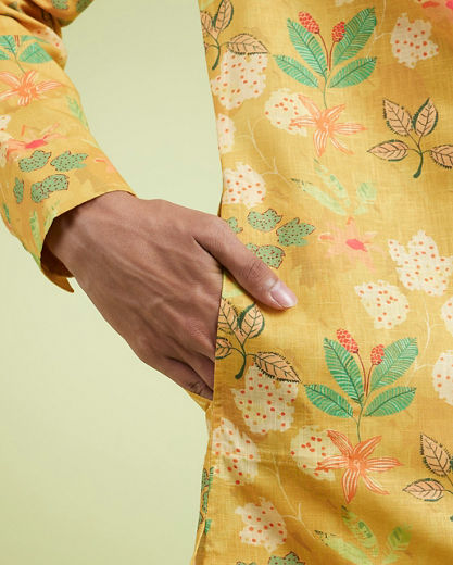 Diwas Men Sun Kissed Yellow Elegance Kurta