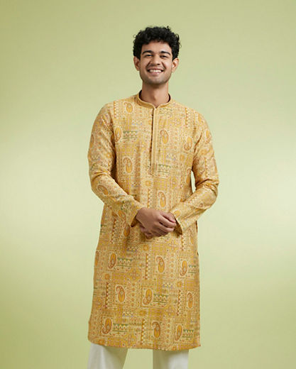 Diwas Men Radiant Mustard Viscose Kurta