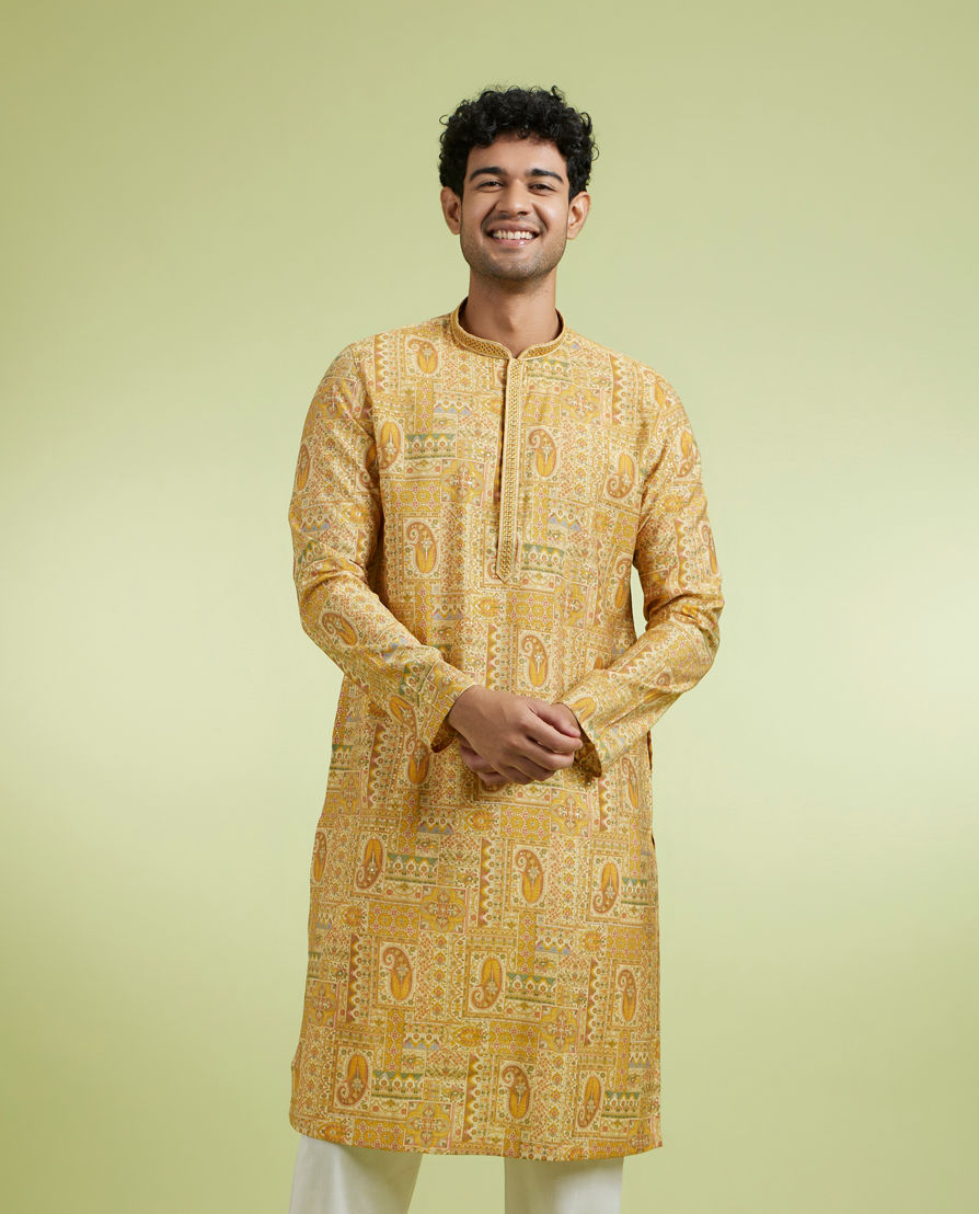 Diwas Men Radiant Mustard Viscose Kurta