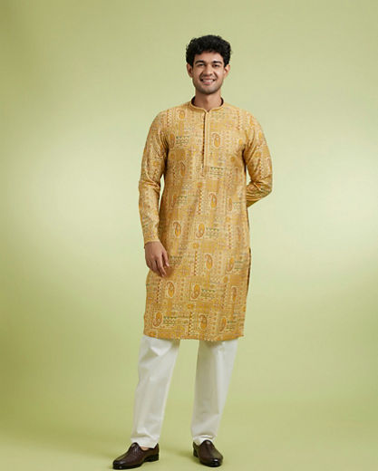 Diwas Men Radiant Mustard Viscose Kurta