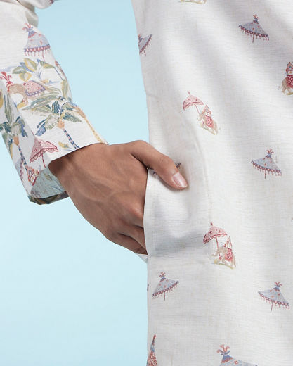 Diwas Men Elegant Beige Cotton Kurta