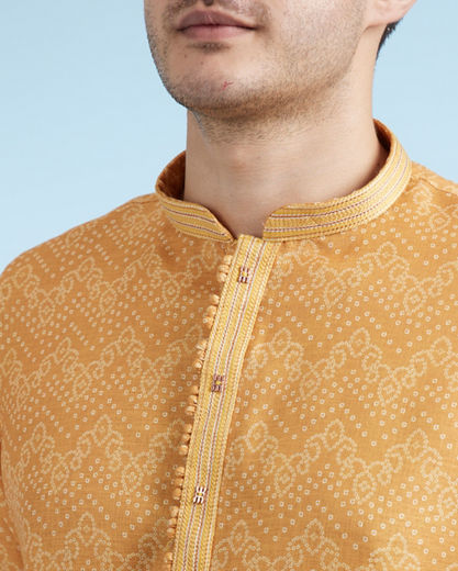 Diwas Men Mustard Blended Cotton Kurta
