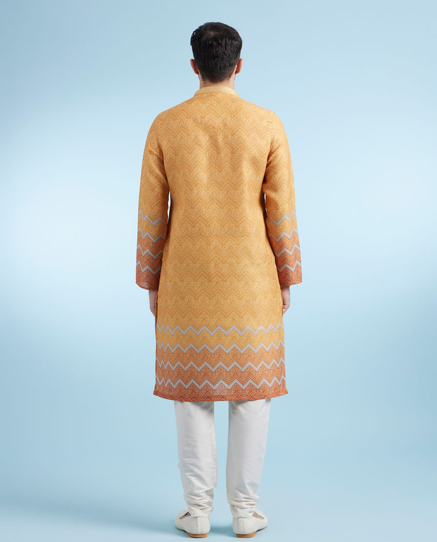Diwas Men Mustard Blended Cotton Kurta