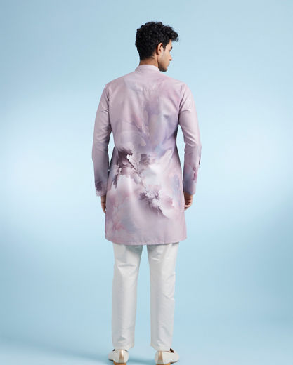 Diwas Men Lilac Printed Kurta in Blended Cotton