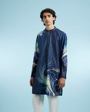 Diwas Men Dark Blue Elegance Kurta