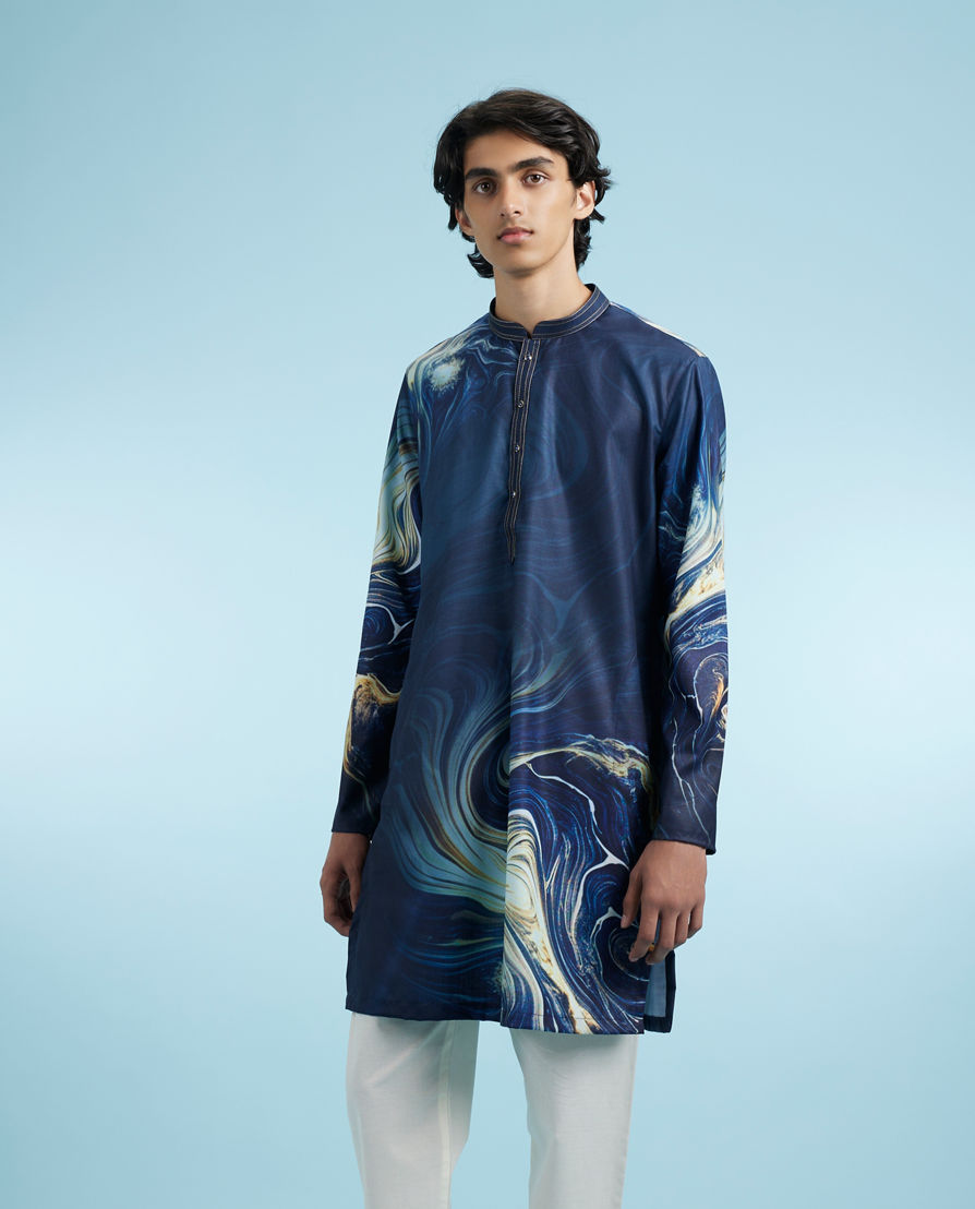 Diwas Men Dark Blue Elegance Kurta