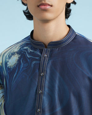 Diwas Men Dark Blue Elegance Kurta