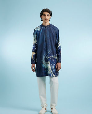 Diwas Men Dark Blue Elegance Kurta