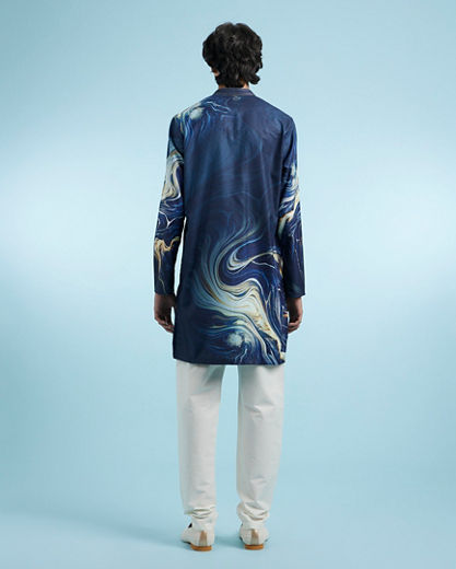 Diwas Men Dark Blue Elegance Kurta