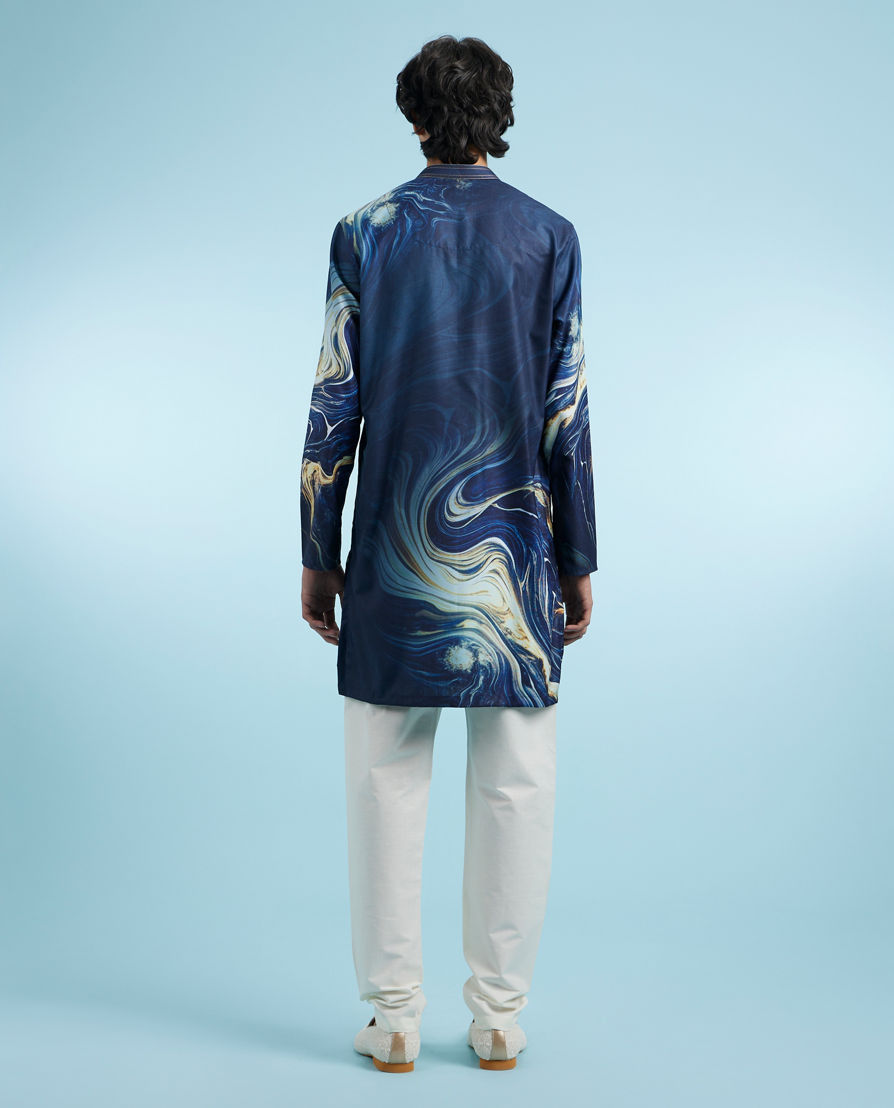 Diwas Men Dark Blue Elegance Kurta