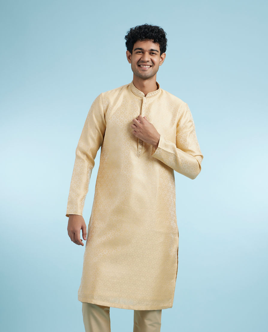 Diwas Men Fawn Festive Silk Kurta