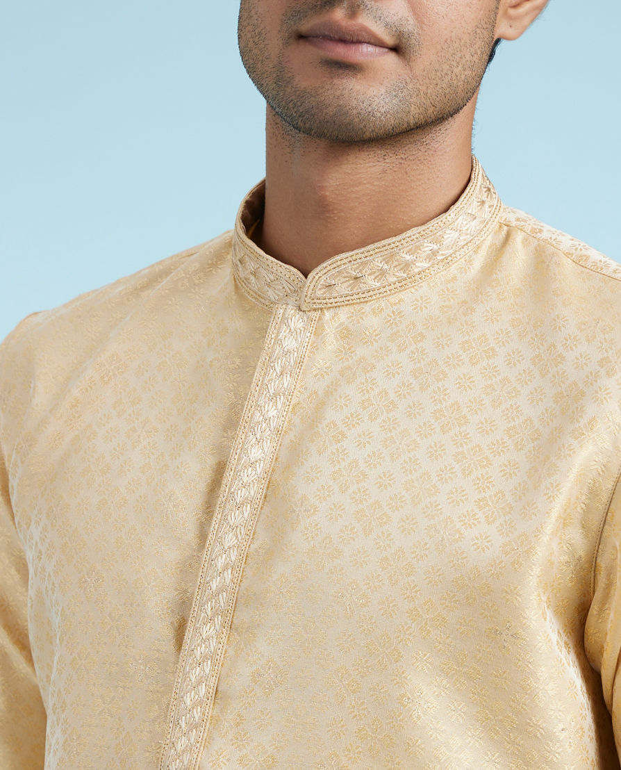 Diwas Men Fawn Festive Silk Kurta
