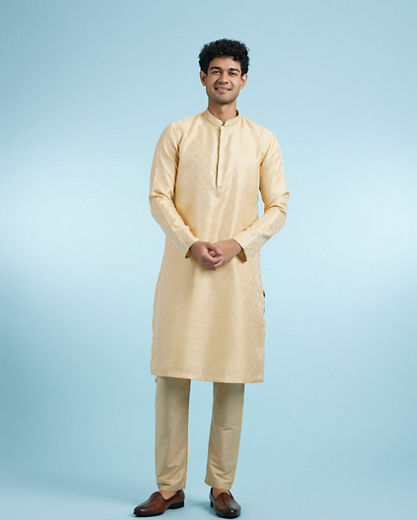 Diwas Men Fawn Festive Silk Kurta