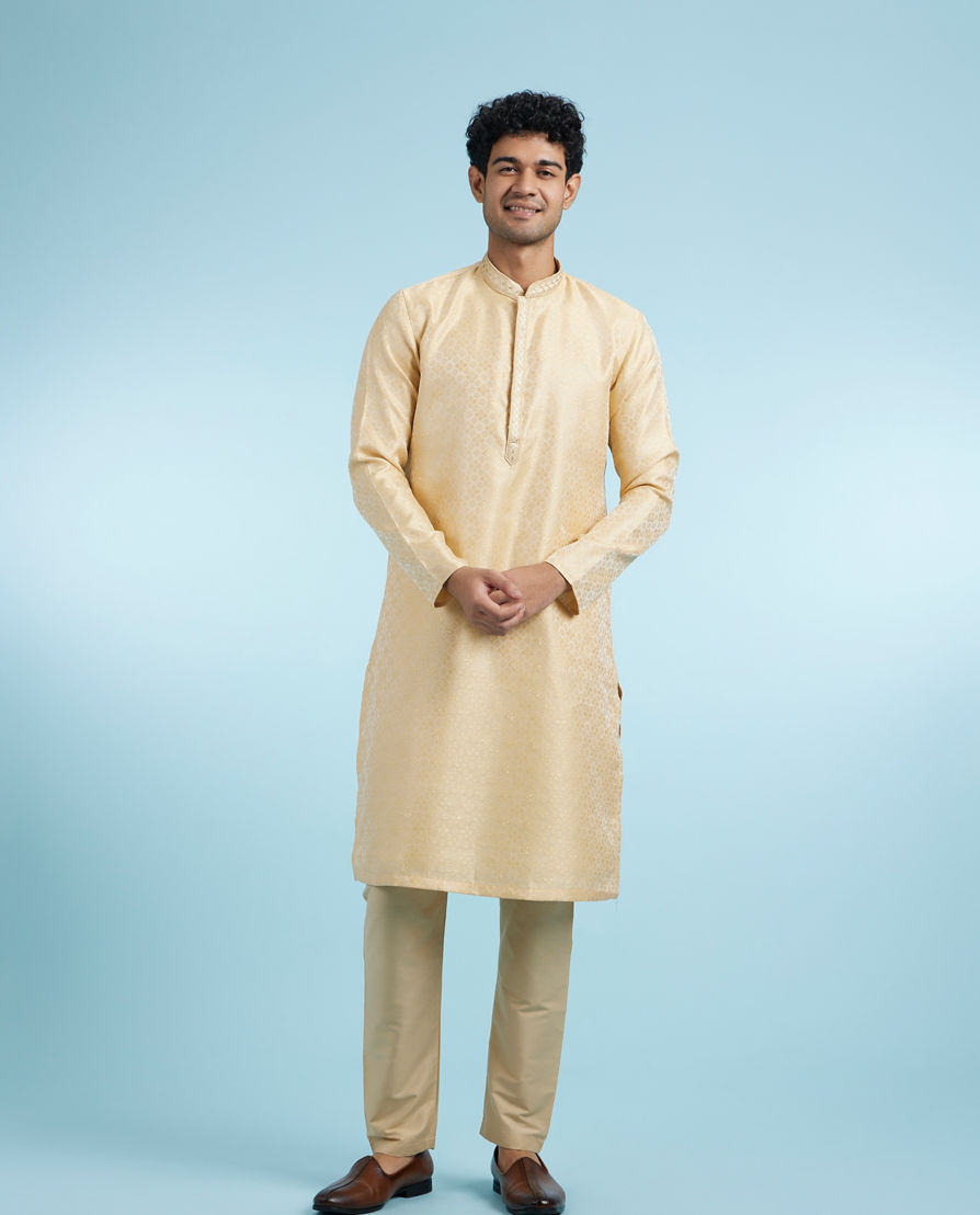 Diwas Men Fawn Festive Silk Kurta