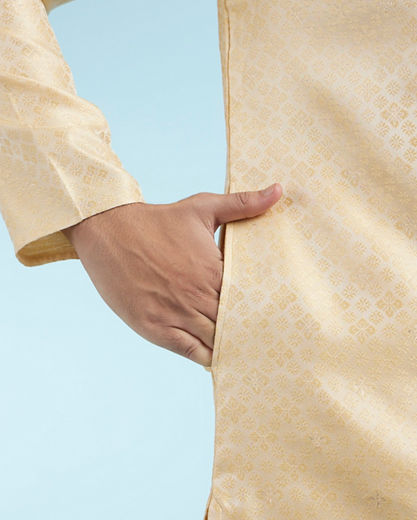Diwas Men Fawn Festive Silk Kurta