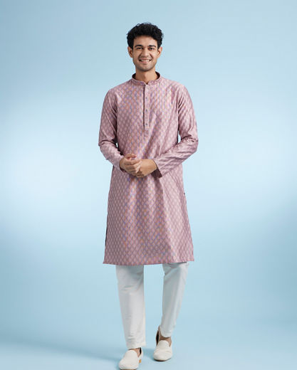 Diwas Men Dusty Pink Festive Kurta