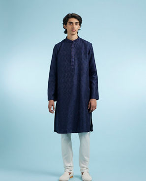 Diwas Men Elegant Dark Blue Kurta