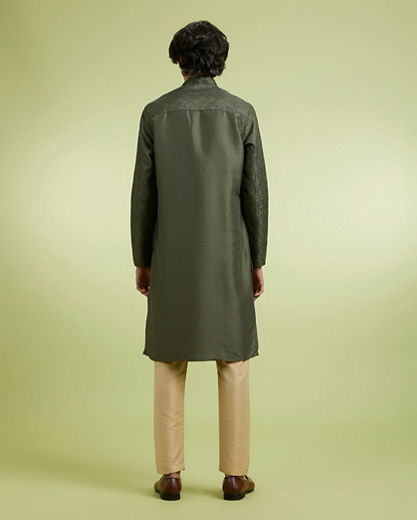 Diwas Men Luxe Olive Green Kurta