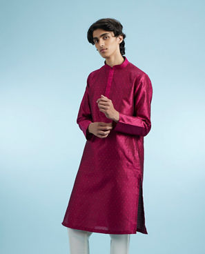 Diwas Men Festive Rani Pink Kurta
