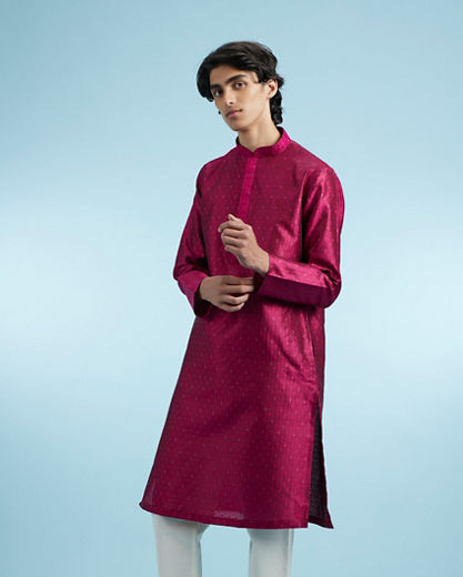 Diwas Men Festive Rani Pink Kurta
