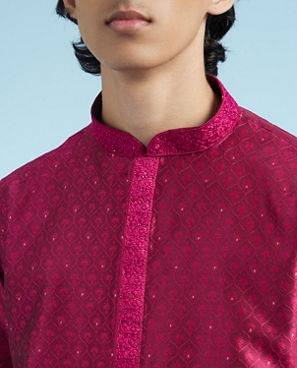 Diwas Men Festive Rani Pink Kurta