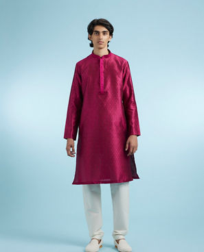 Diwas Men Festive Rani Pink Kurta