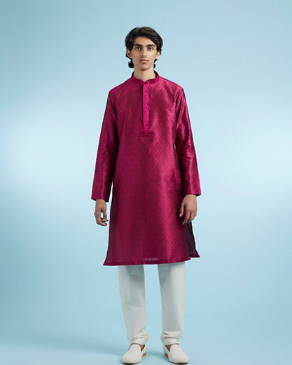 Diwas Men Festive Rani Pink Kurta