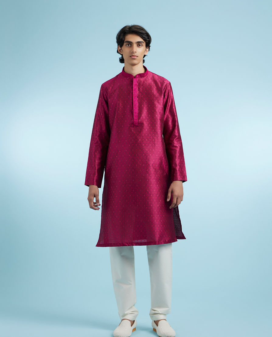 Diwas Men Festive Rani Pink Kurta