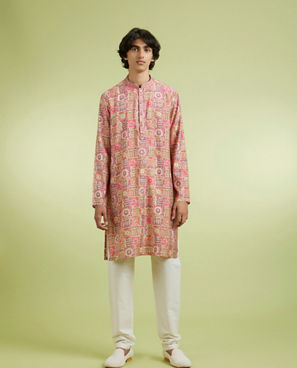 Diwas Men Dazzling Coral Kurta