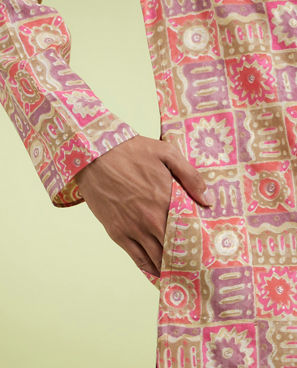 Diwas Men Dazzling Coral Kurta