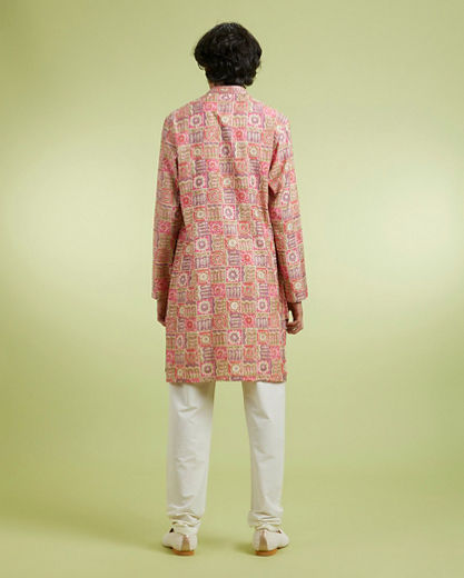 Diwas Men Dazzling Coral Kurta
