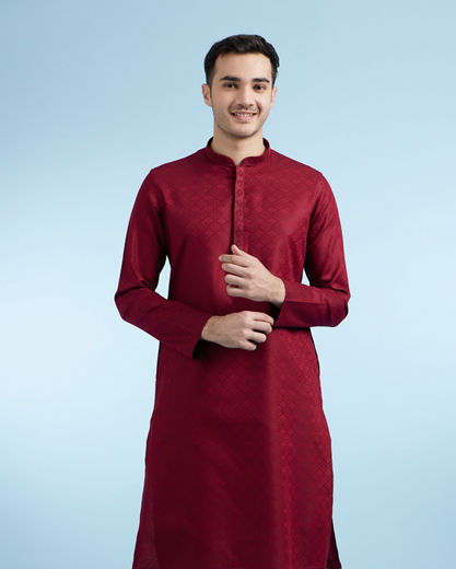 Diwas Men Maroon Cotton Festive Kurta
