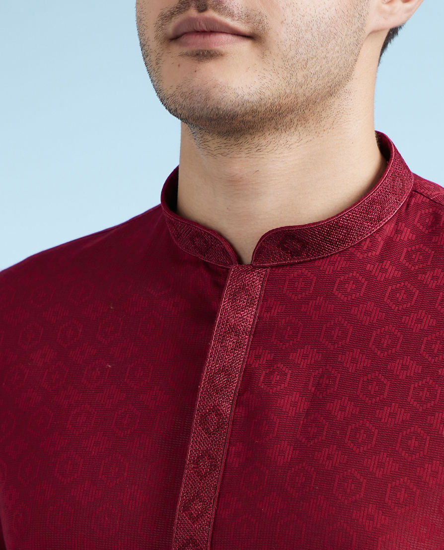 Diwas Men Maroon Cotton Festive Kurta