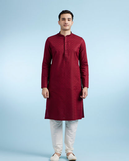 Diwas Men Maroon Cotton Festive Kurta