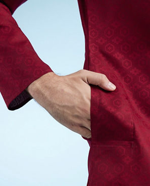 Diwas Men Maroon Cotton Festive Kurta