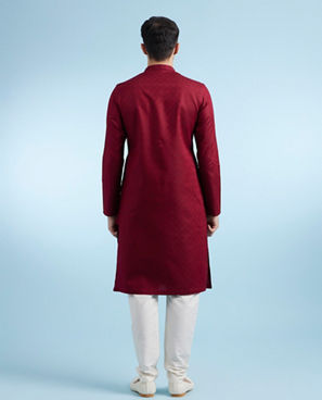 Diwas Men Maroon Cotton Festive Kurta