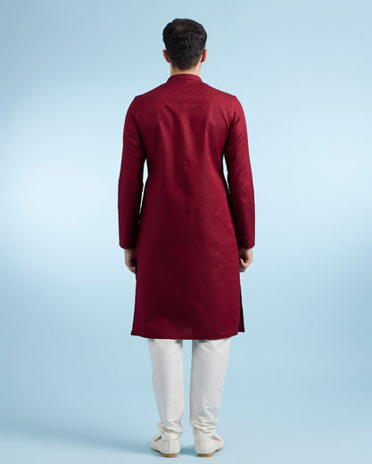 Diwas Men Maroon Cotton Festive Kurta