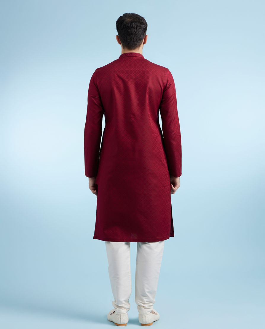 Diwas Men Maroon Cotton Festive Kurta