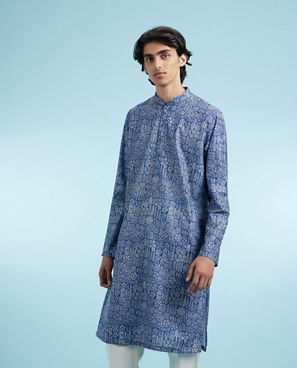 Diwas Men Dark Blue Engaging Elegance Kurta