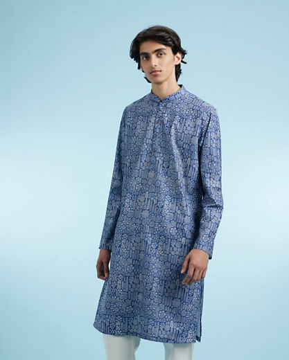 Diwas Men Dark Blue Engaging Elegance Kurta