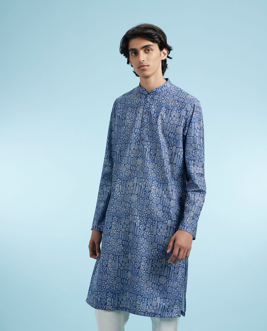 Diwas Men Dark Blue Engaging Elegance Kurta