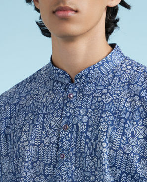 Diwas Men Dark Blue Engaging Elegance Kurta