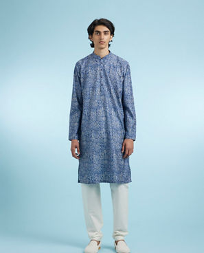 Diwas Men Dark Blue Engaging Elegance Kurta