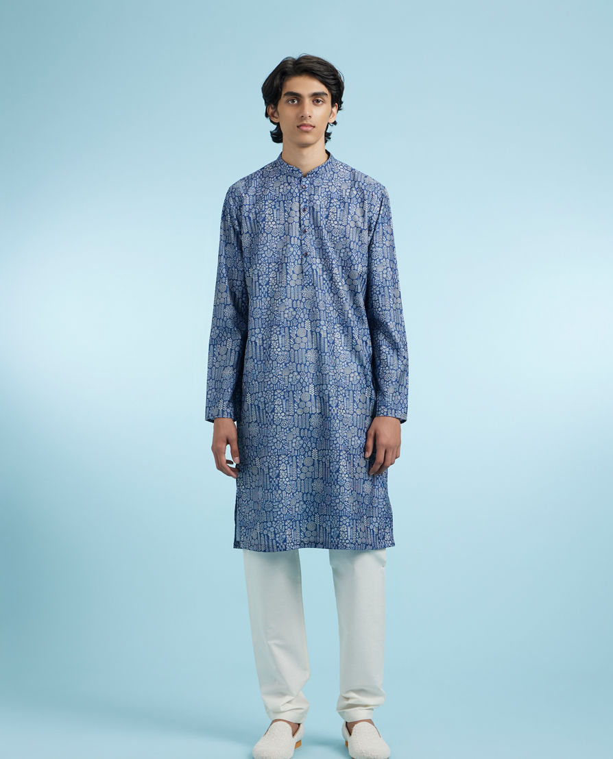 Diwas Men Dark Blue Engaging Elegance Kurta