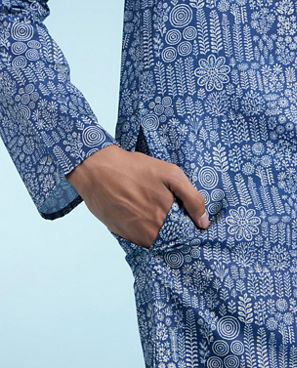 Diwas Men Dark Blue Engaging Elegance Kurta