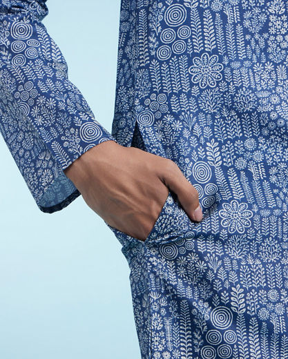 Diwas Men Dark Blue Engaging Elegance Kurta