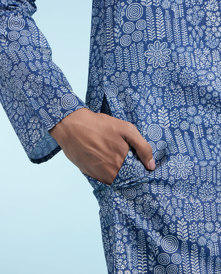 Diwas Men Dark Blue Engaging Elegance Kurta