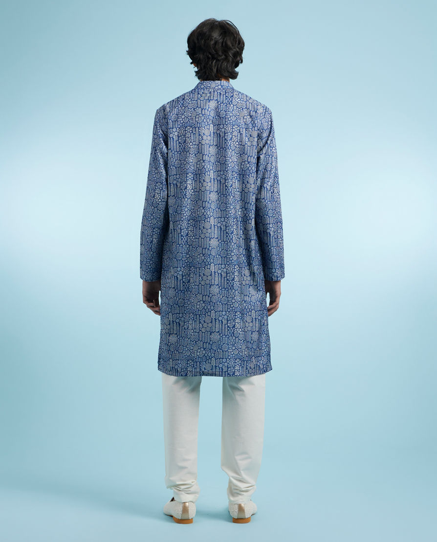 Diwas Men Dark Blue Engaging Elegance Kurta