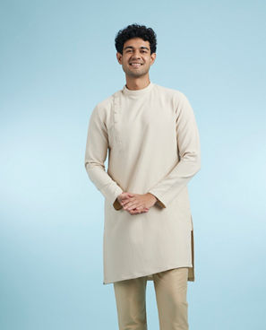 Diwas Men Beige Spandex Elegance Kurta